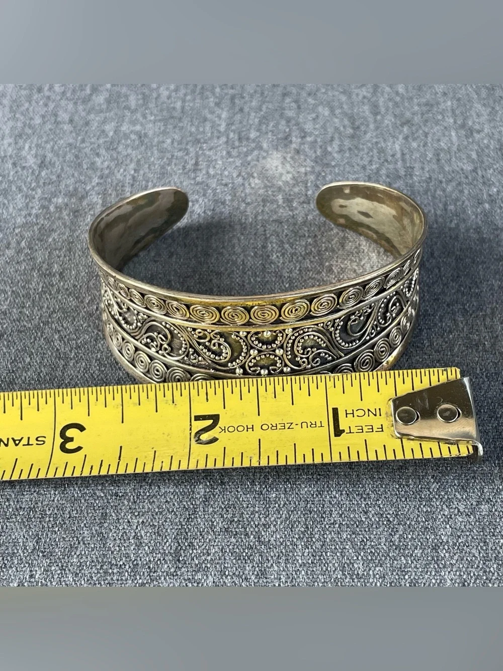 Vintage BA 925 Sterling Dotted Swirl pattern Indonesia Cuff Bracelet